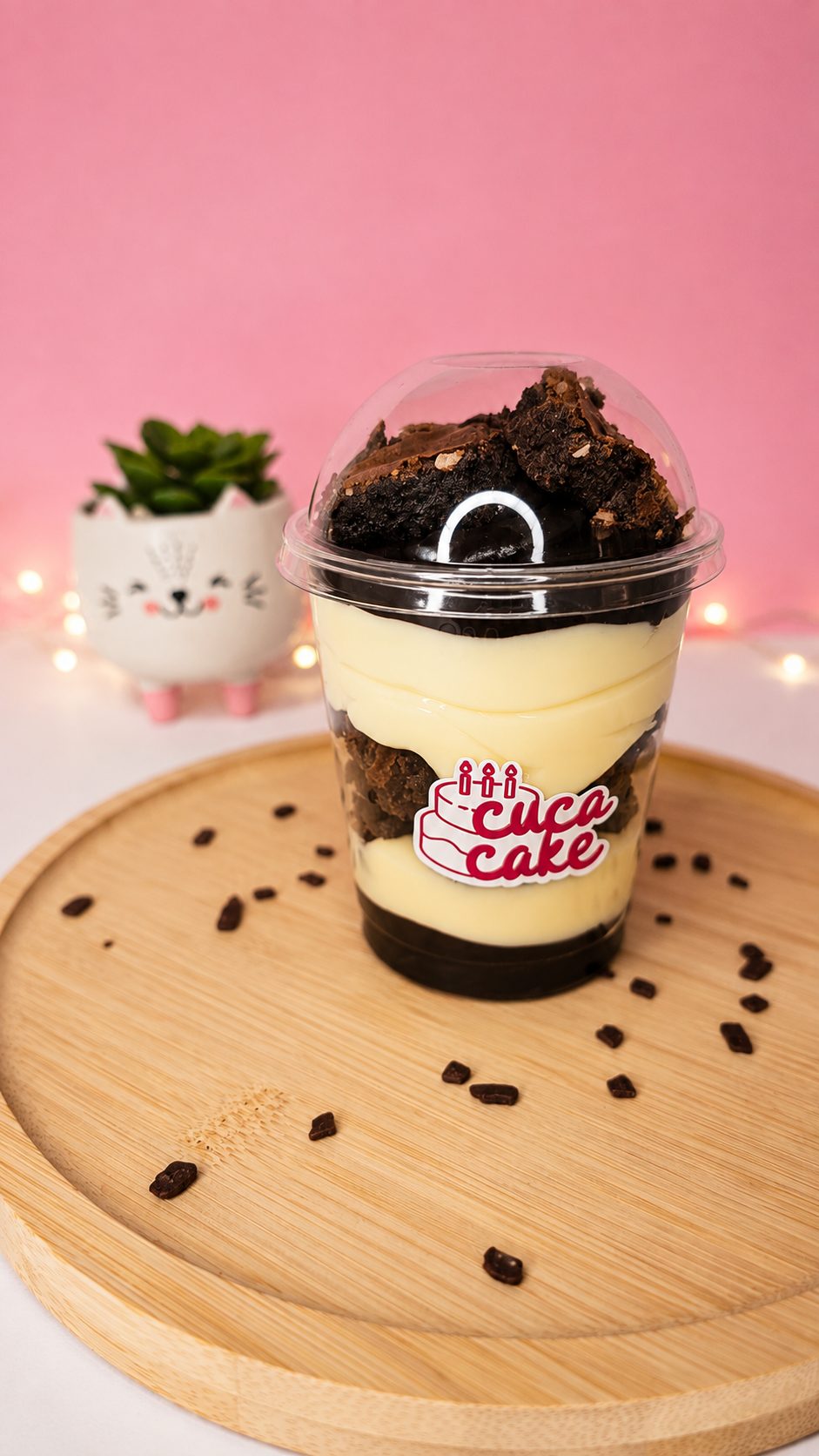Copo da felicidade de brownie e chocolate