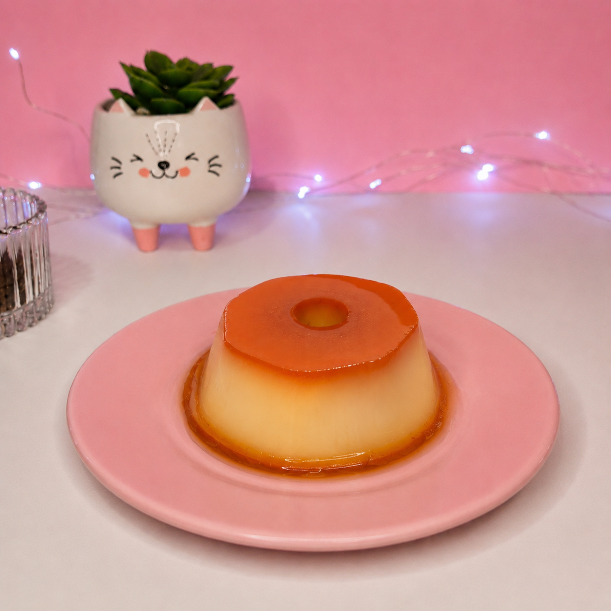 Mini pudim individual com calda de caramelo